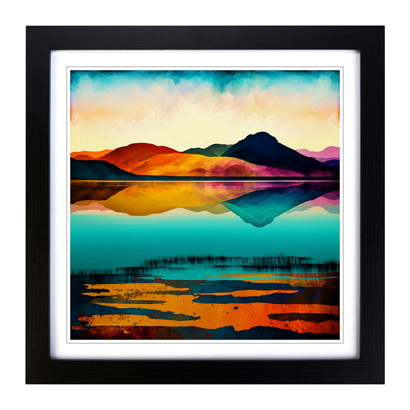 Lake Colour Field Painting Framed Print, Black