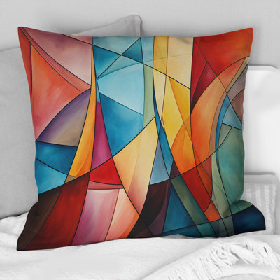 Cubism Rainbow Forms III - Cubism Printed Throw Pillow