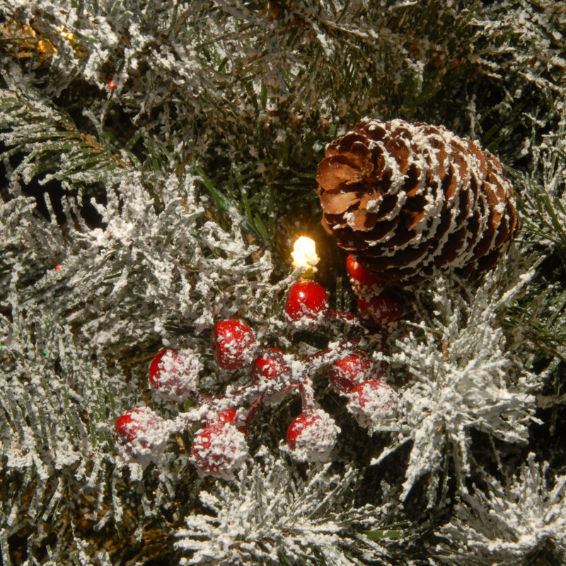 The Holiday Aisle® 32 in. Dunhill Fir Double-Sided Flocked Snowflake with LED Lights