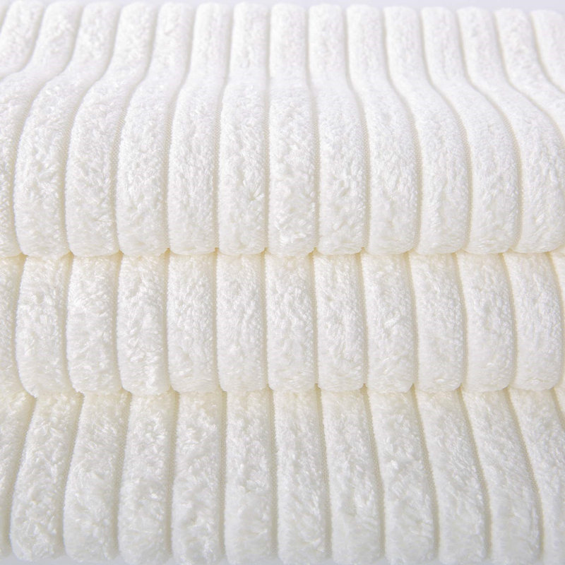 White and Navy Corduroy Velvet Square Throw Pillow Set