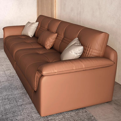 Orange Genuine Leather Modular Sofa cushion couch