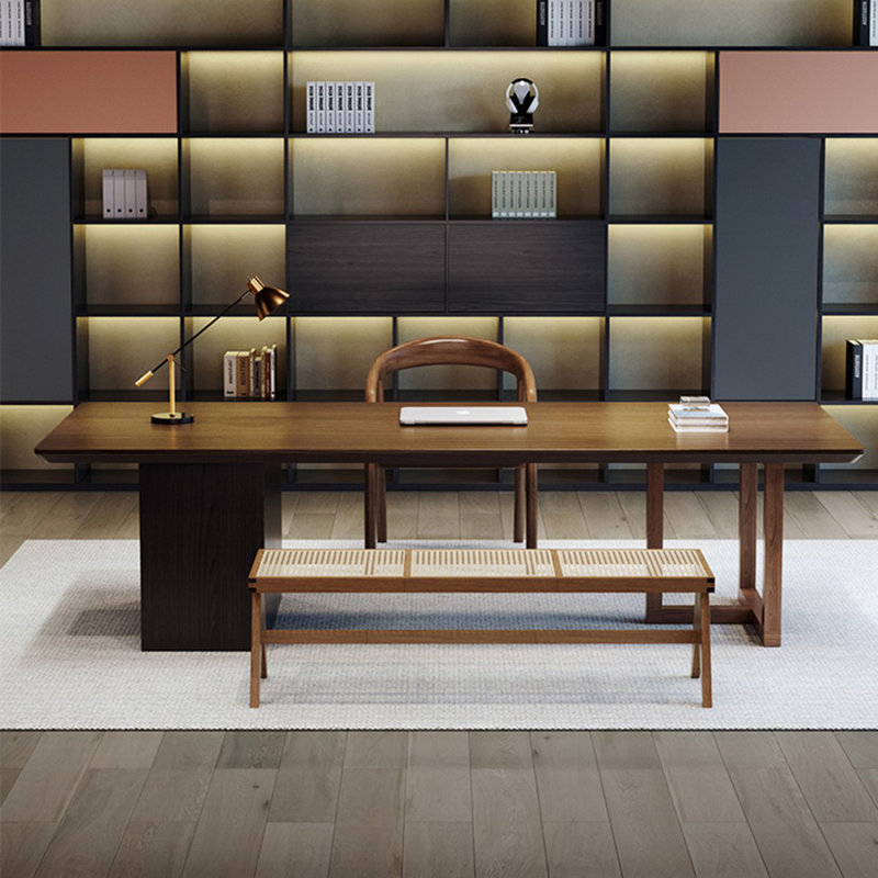 Walnut Rectangular Solid Wood Executive desk, 29.53" H x 70.87" W x 31.5" W