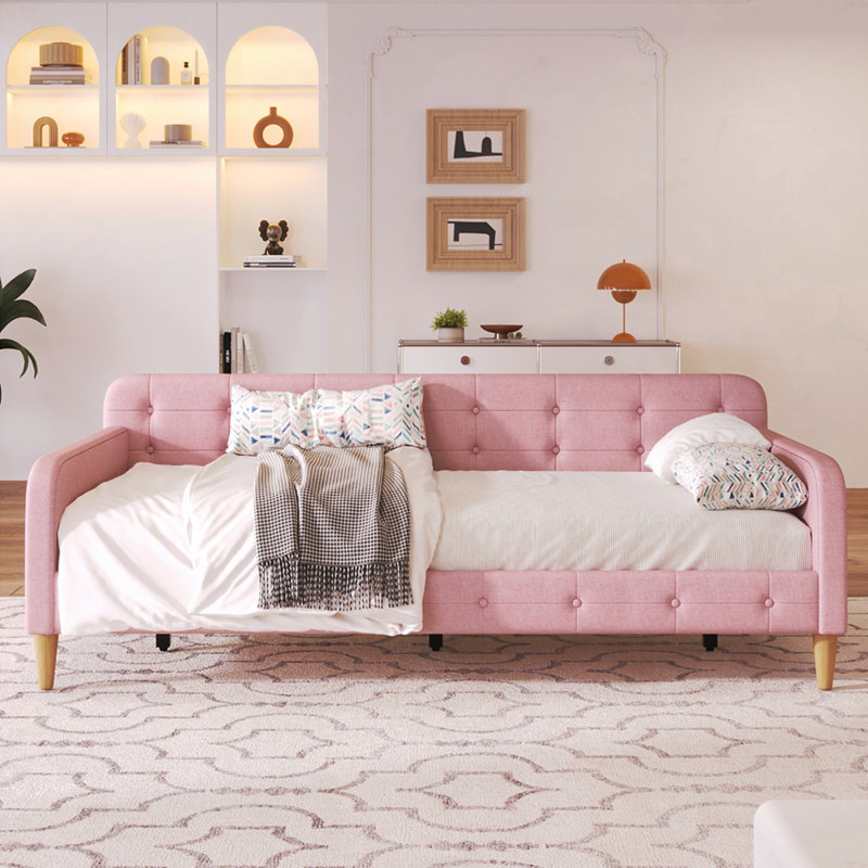 Lit de jour tapissier, Simple, Rose