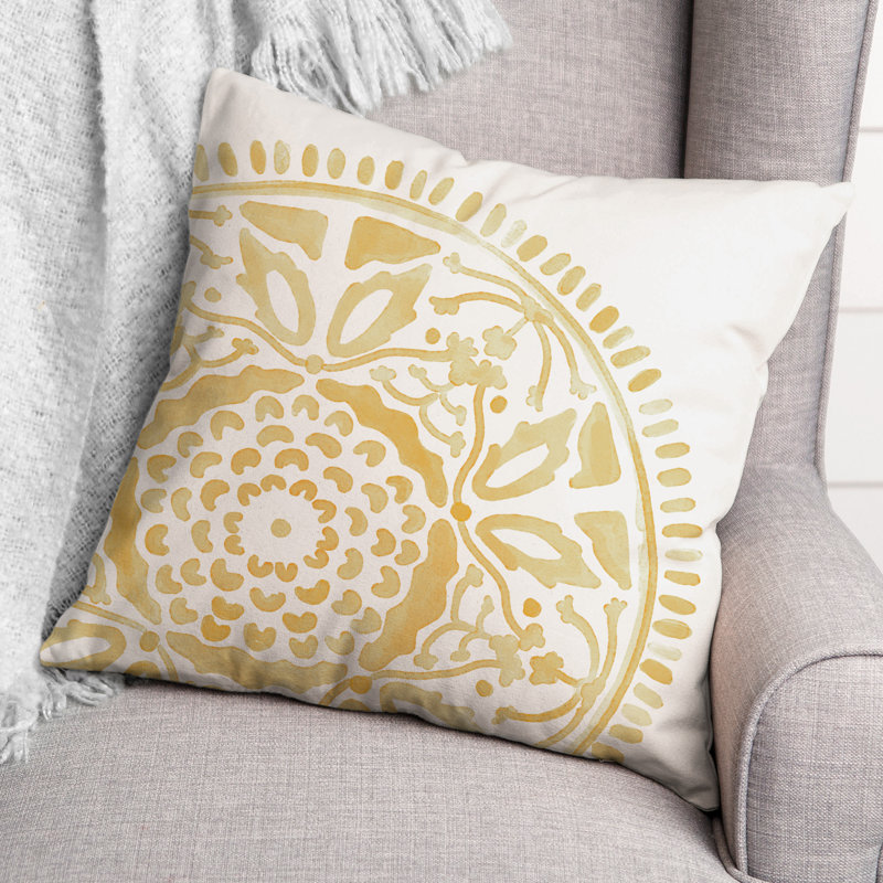 Housse et insert de coussin extérieur d'extérieur, Jaune, Floral 5