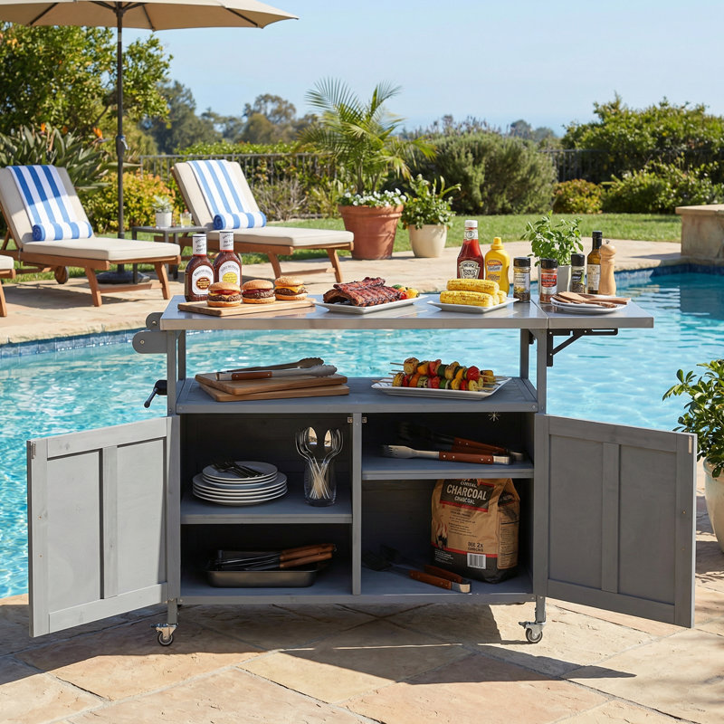Îlot de cuisine pliable pour l'extérieur, Gris