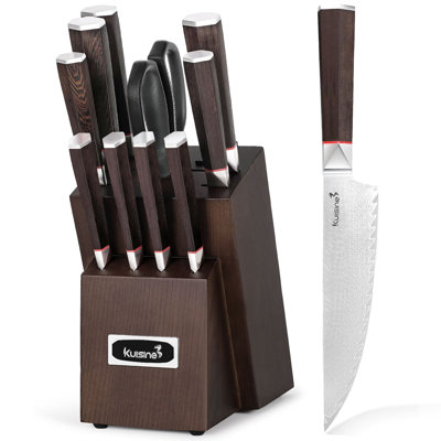 Kuisine 12-Piece Damascus Steel Knife Block Set