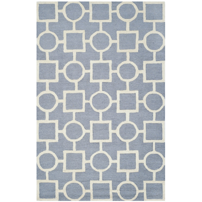 Deedgra Hand Tufted Wool Geometric Rug, Rectangle 3' x 5'