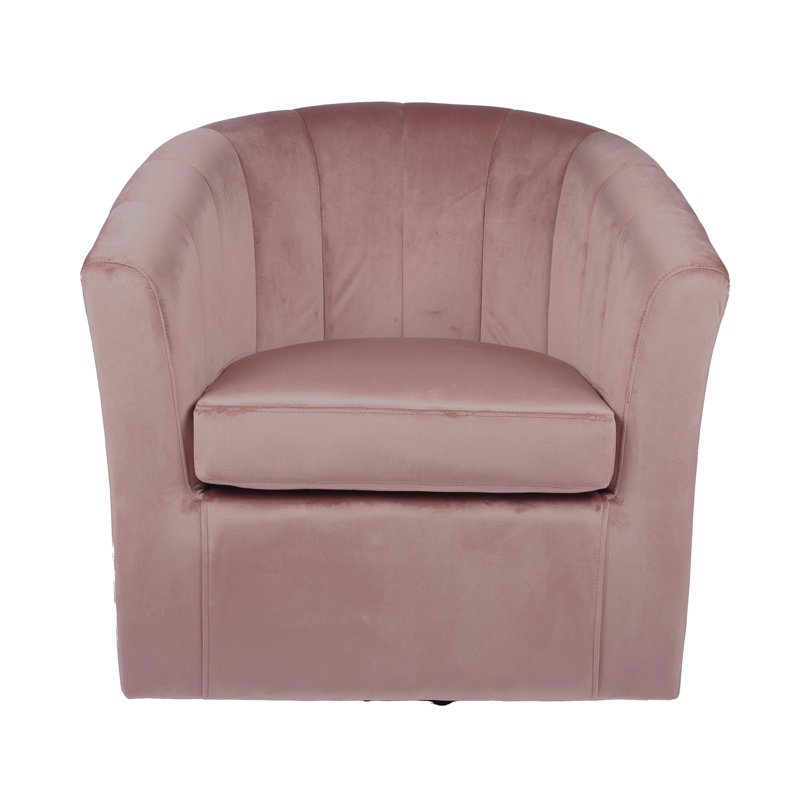 Velvet Swivel Barrel Chair, Pink