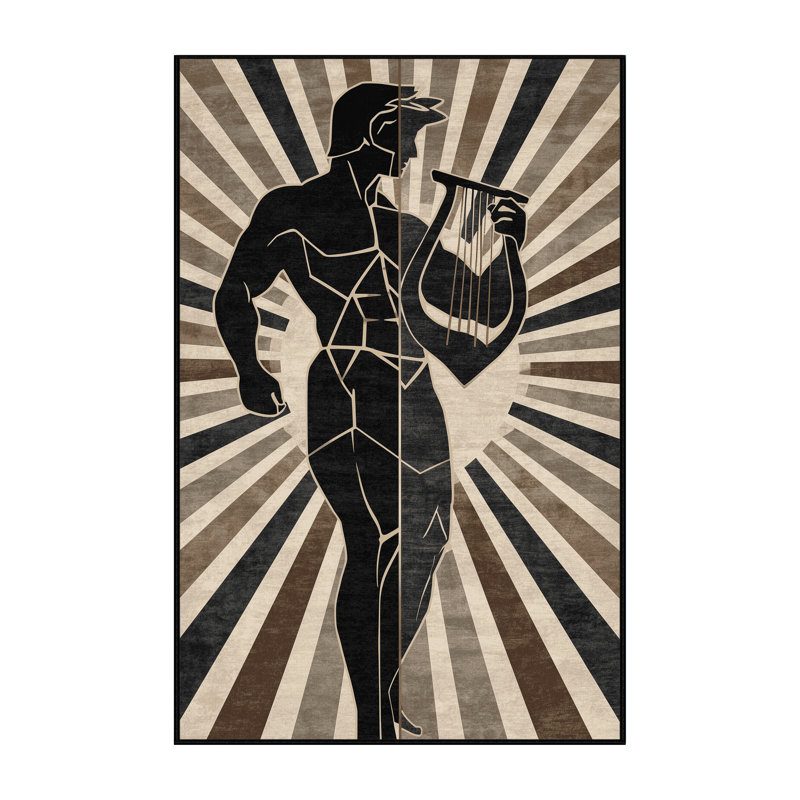 Tapis noir art déco lavable à la machine Titus Apollo, 2 x 4