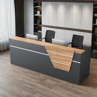 78.74-Inch Vintage Front Desk with Lockable Drawers, Perfect for Reception or Computer Use