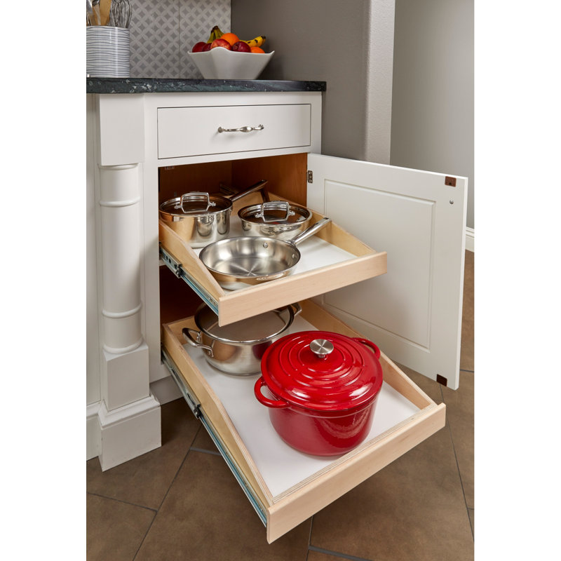 Slide-A-Shelf Custom Made-to-Fit Slide-Out Shelf with Soft Closing Full Extension Rails Wood Pull Out Cabinet Organizer