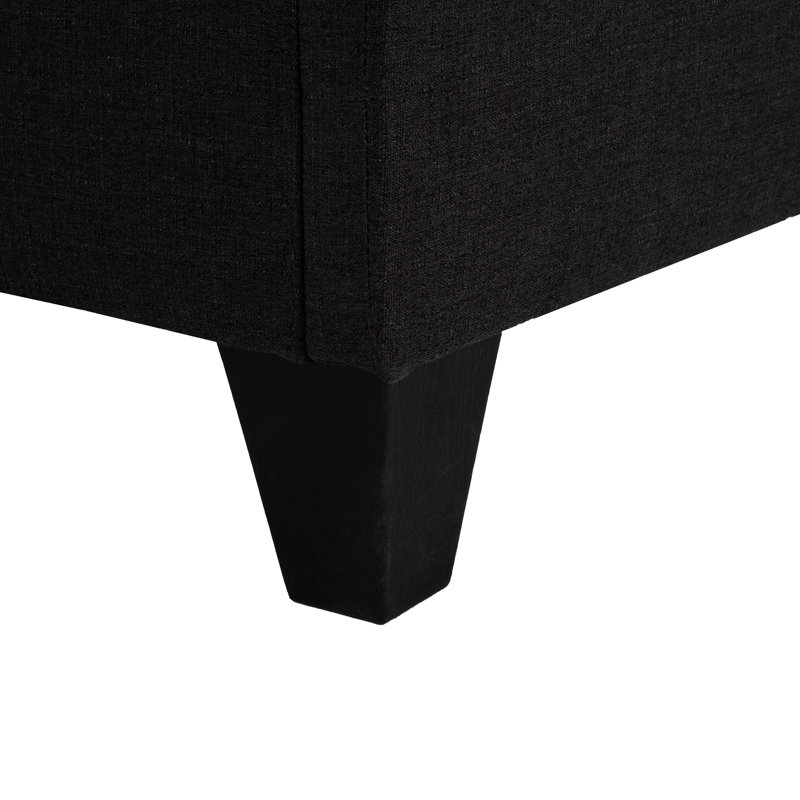 Structure de lit contemporaine en tissu d'ameublement moderne gris foncé pour lit double