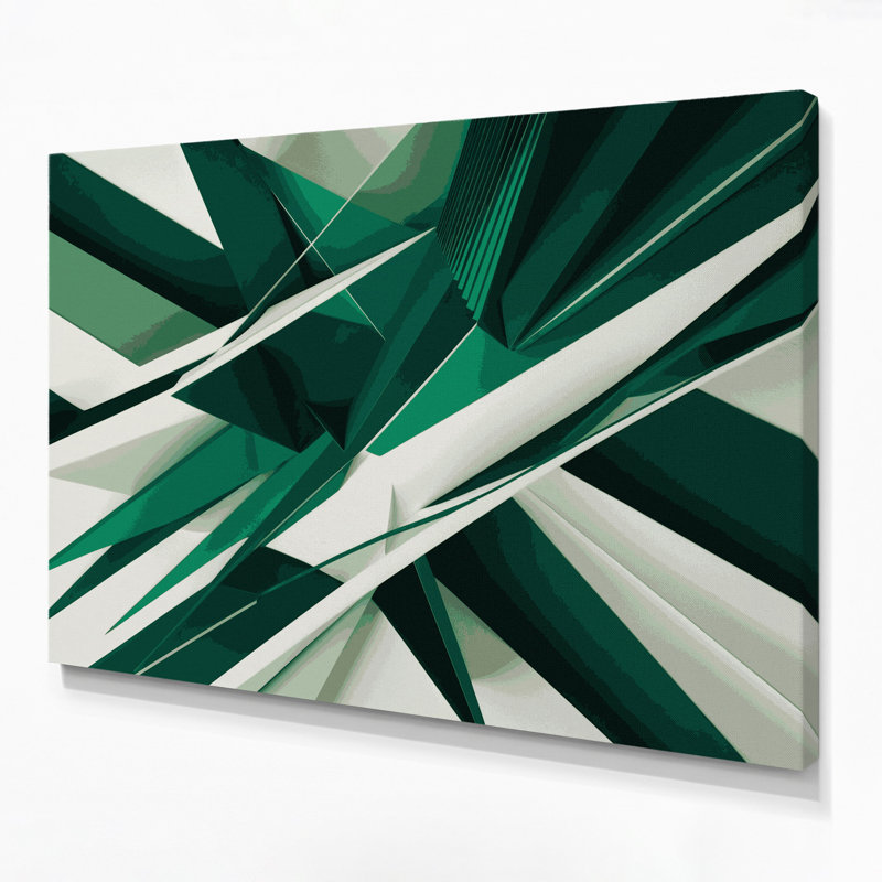 «Geometric Abstraction 33», art mural sur toile verte, H 11 po x l 14 po