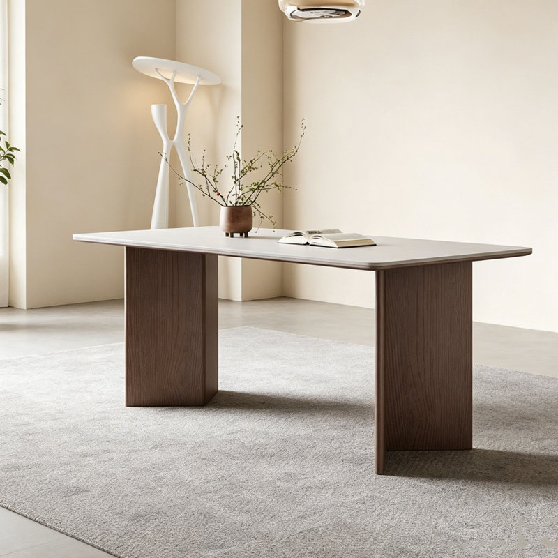 Table en pierre frittée blanche Wabi-Sabi, 29.5" H x 70.9" W x 35.4" D