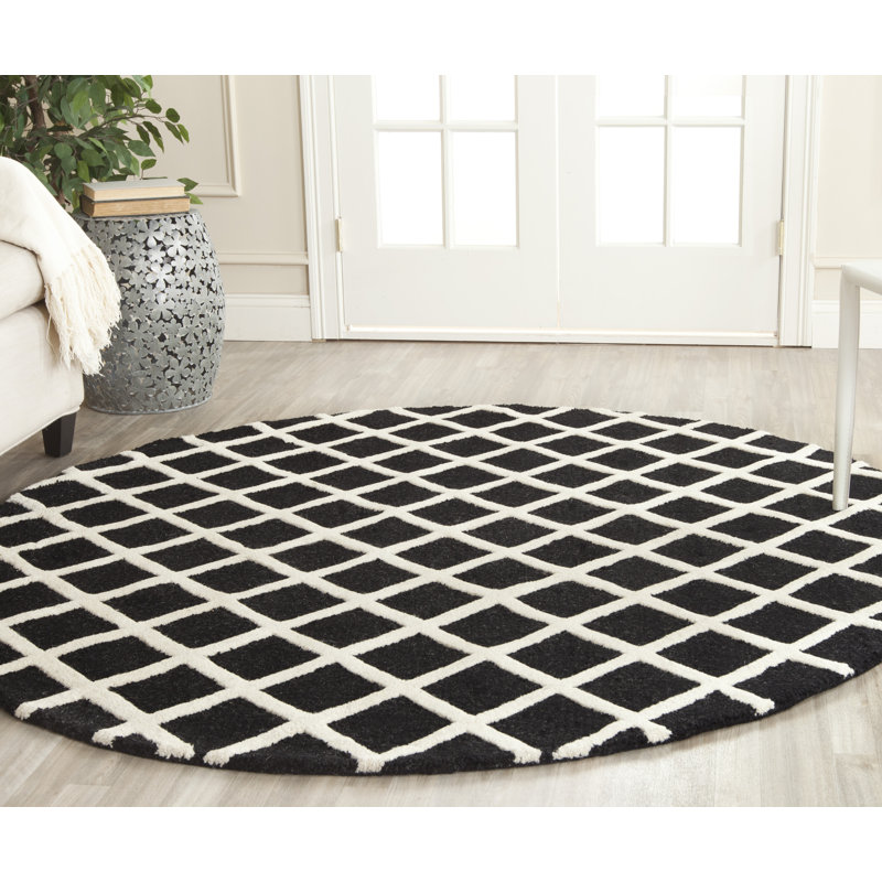 Sanyla Hand Tufted Wool Geometric Rug, Round 6'
