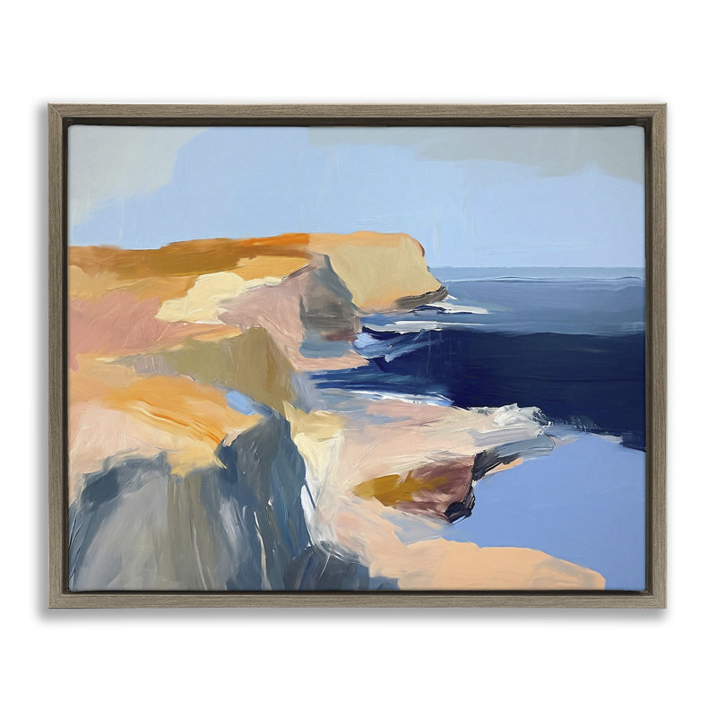 «Rugged Cliff Coastline», art mural encadré flottant par Ramona Murdock, Cadre flottant orme Montalcino, H 17 po x l 21 po