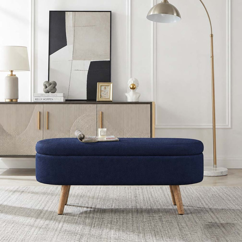 Banc de rangement avec repose-pieds ovale, Navy Blue
