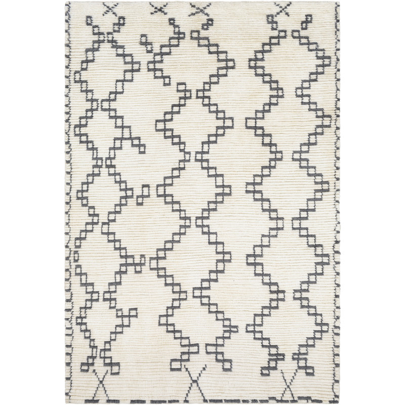 Tapis crème et gris en laine touffeté à la main Hiltner, Rectangle 3 pi x 5 pi