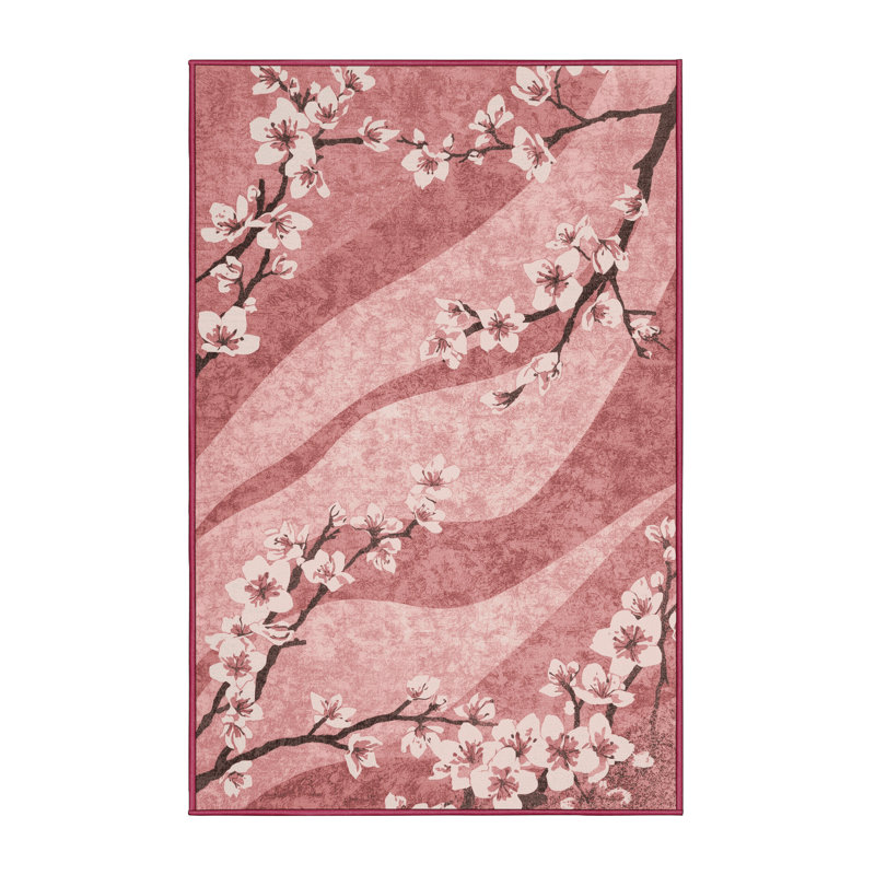 Soft Plush Fannin Easter Modern & Contemporary Abstract Area Rug in Beige – Rose Binding, 3x5
