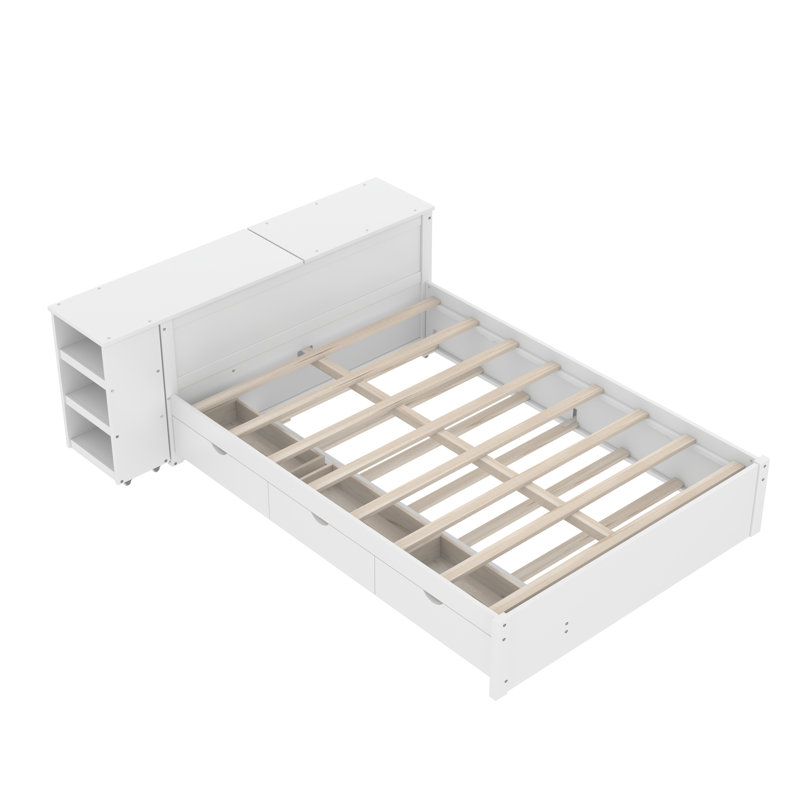 Lit avec rangement Santio, Blanc