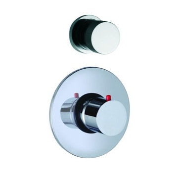 Garniture de valve thermostatique intégrée Spillo avec une poignée de contrôle de volume, Chrome