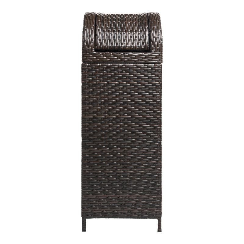 Darla All-Weather Wicker/Metal Swing Top Hideaway Outdoor Trash Can, 31.39 Gal, Brown