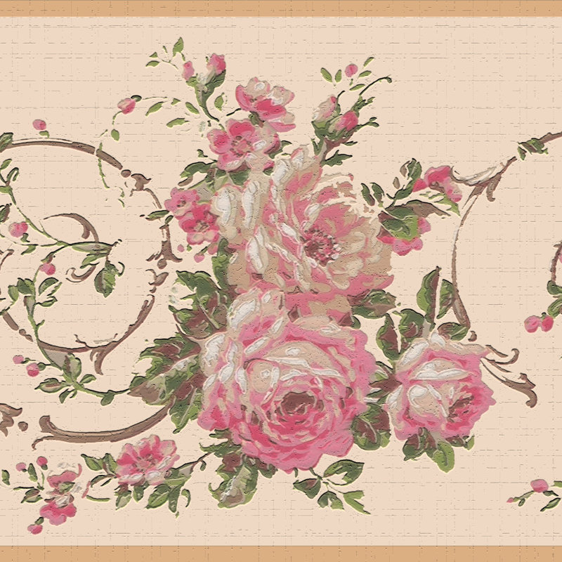 Bordure de papier peint à peindre L 15 pi x l 7 po Flowers on Vines