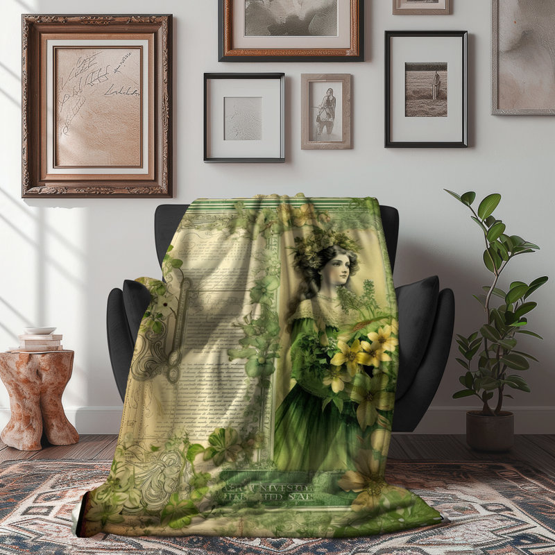 Verdant Elegance Escape - couverture en sherpa de qualité supérieure 1 pièce - reproduction d'art luxueuse, Grand lit