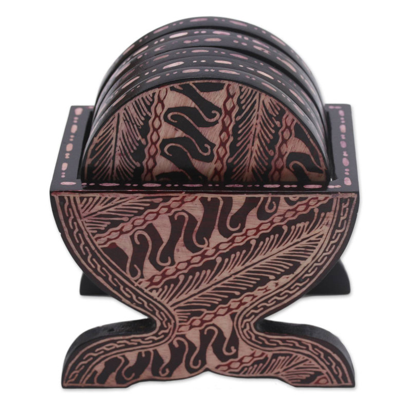 Ensemble de sous-verres 7 pièces avec support Parang Batik