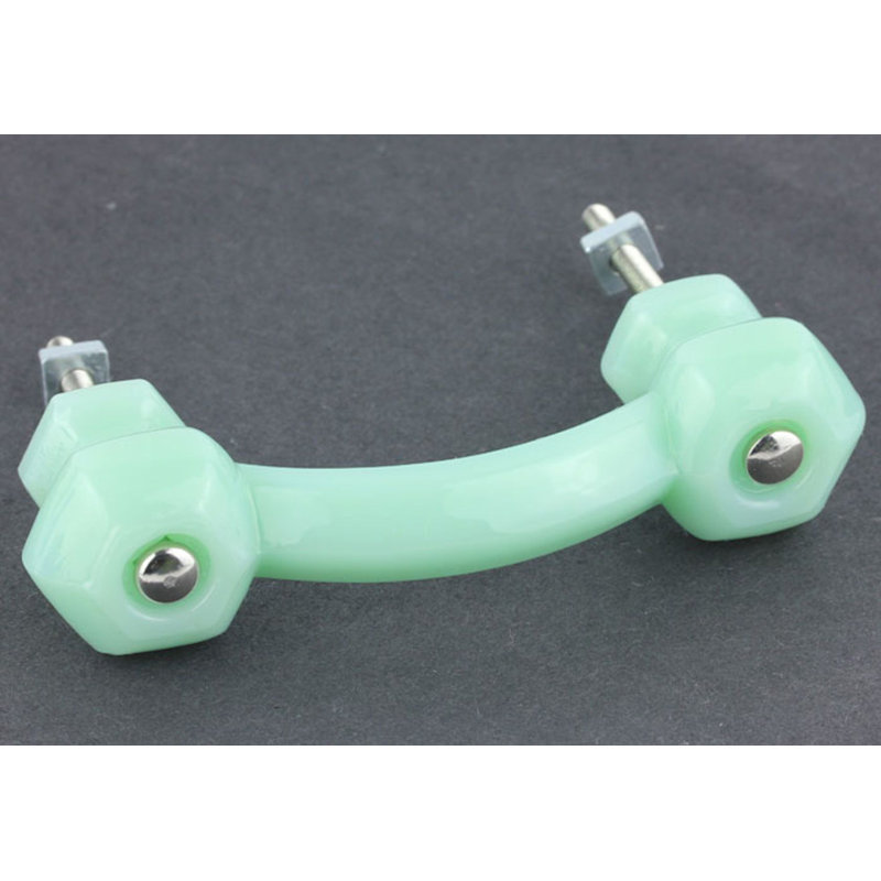 Milk Green Glass Bar Pull with Mounting Hardware