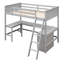 Lit mezzanine simple gris avec bureau polyvalent et tablettes, rehausser l'esthétique de votre chambre à coucher, bois de pin, aire de repos et tablettes confortables - gris, optimisation de l'espace pour les espaces compacts, cadre, idéal