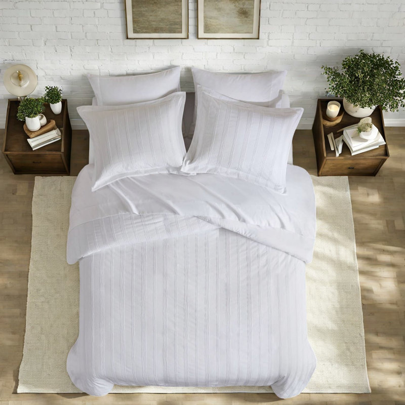 Ensemble de literie pour grand lit 3 pièces Timeless, rayures tissées en polyester, moderne et durable pour les chambres à coucher