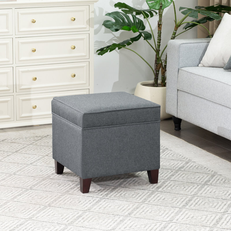 Repose-pieds carré avec rangement 17,5 po, 100 % polyester gris
