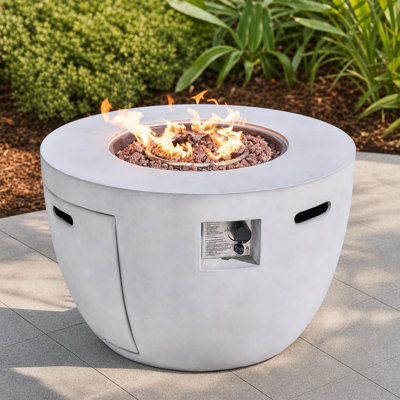 Pauland Round Concrete Propane Smokeless Fire Pit Table with Hidden Fuel Tank