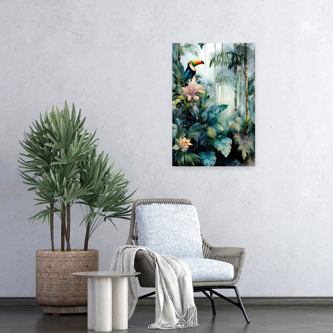 Lush Tropical Toucan Colorful Serene Vibrant Bird Forest Nature Wall Art Print