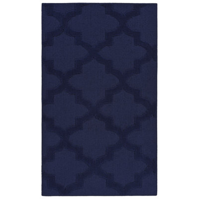 Navy Nasturtium Cut-loop Trellis Area Rug by