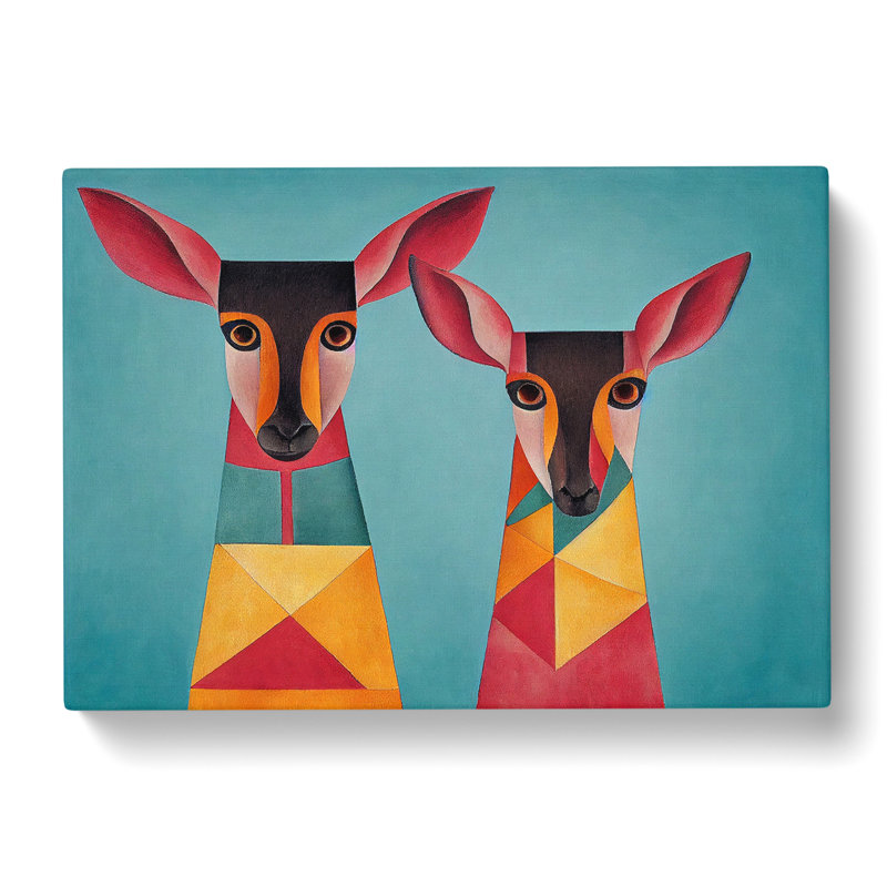 Two Deer Abstract - Wrapped Canvas, 35cm H x 50cm W x 3cm D