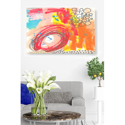 Collage de cercles abstraits, pois, rouge, orange, bleu, jaune, rose