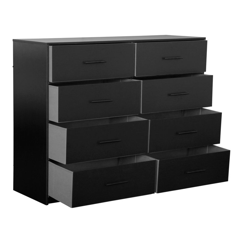 Commode 8 tiroirs avec grands tiroirs en tissu, Noir