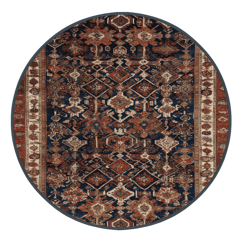 Tapis brun lavable à la machine, Rond 3 pi