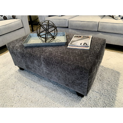 Gris - mousse 1,8 densité, structure en bois franc, motif géométrique, 43 x 26 x 20 po, 30 lb, revêtement en microfibre de bois, lb
