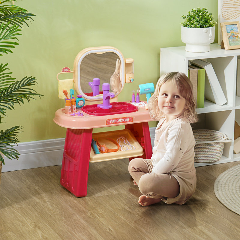 Interactive Led Plastic Makeup Vanity Perfect For Pretend Play: Enjoy Lights, Sounds, And More