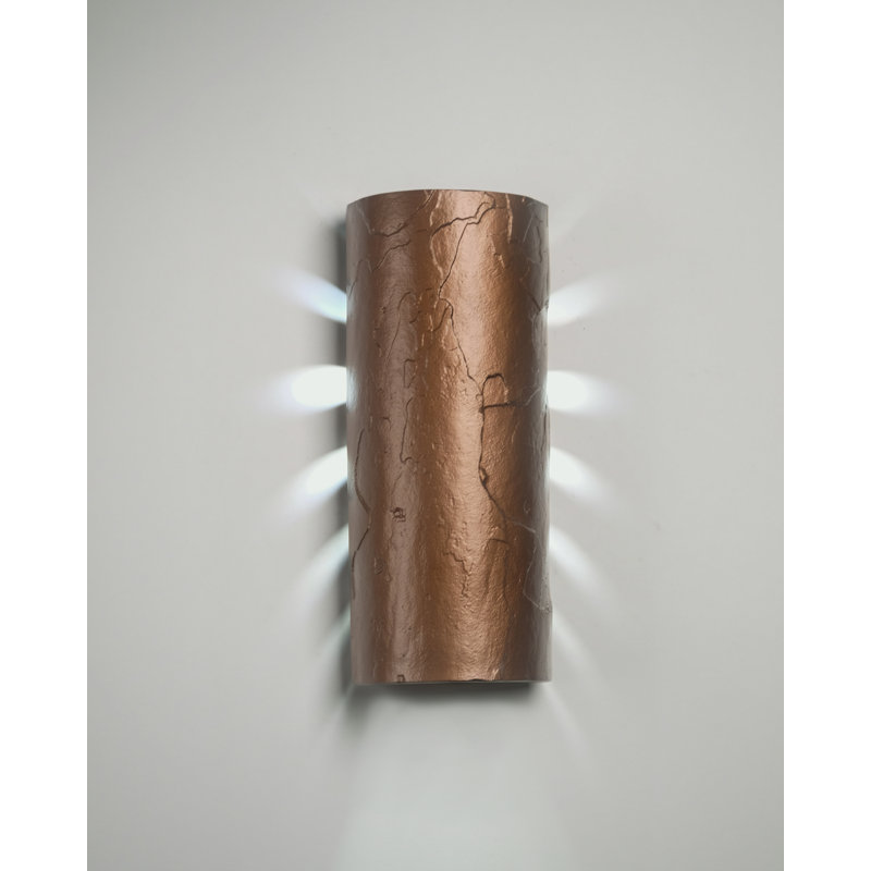 Donnice Flush Mount Ceramic Outdoor Wall Lights, LED Bulb Included, 17" H x 7" W x 4.5" D, Rubbed Bronze