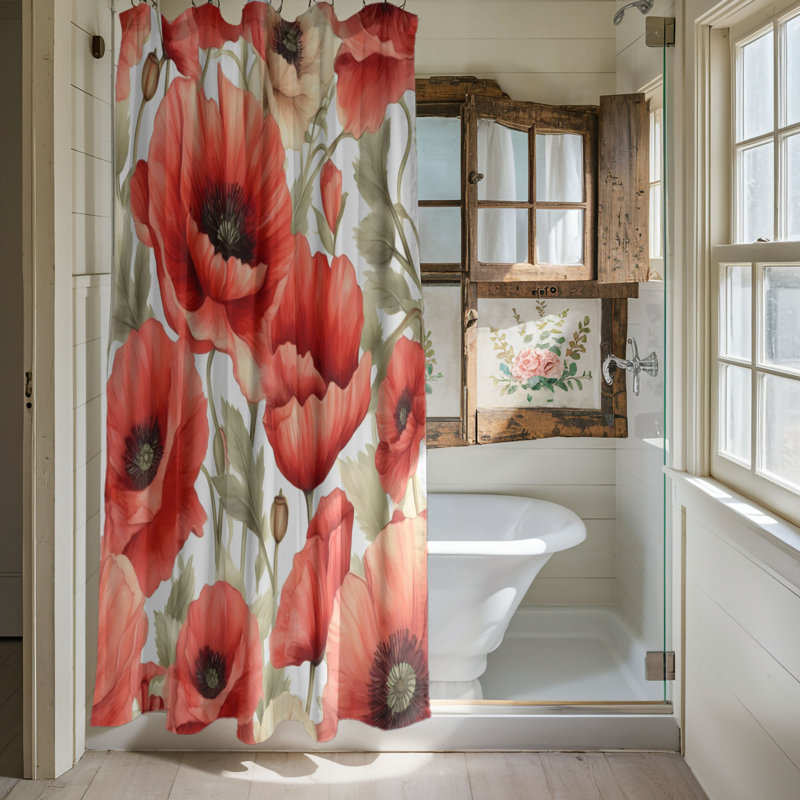 Rideau de douche standard 1 pièce Flora Flow, H 74 po x l 71 po