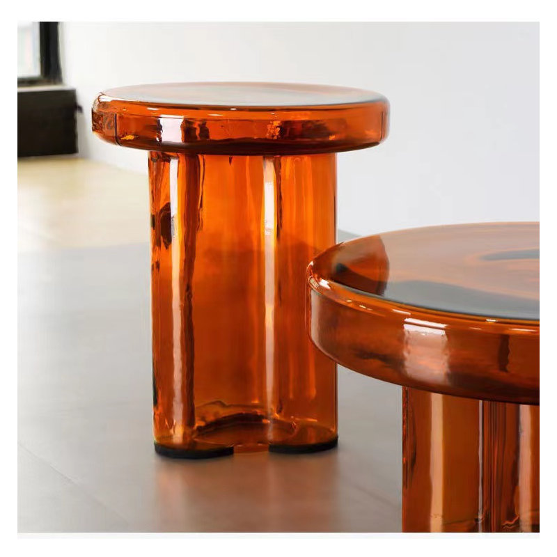 Glass Top End Table, Amber