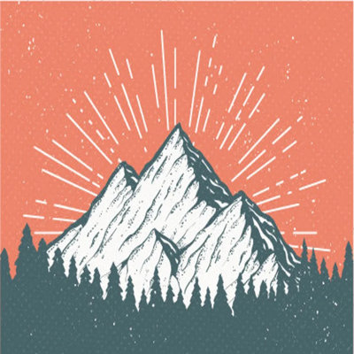 Adhésif mural de formes géométriques orange pour enfants, paysage de forêt scandinave, décoration murale pour enfants et tout-petits
