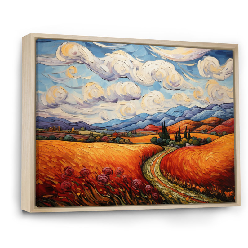 Vangogh Autumn Path IV, encadré sur toile par Vincent Van Gogh, peinture, H 24 po x l 32 po x P 1 po, Cadre naturel flottant