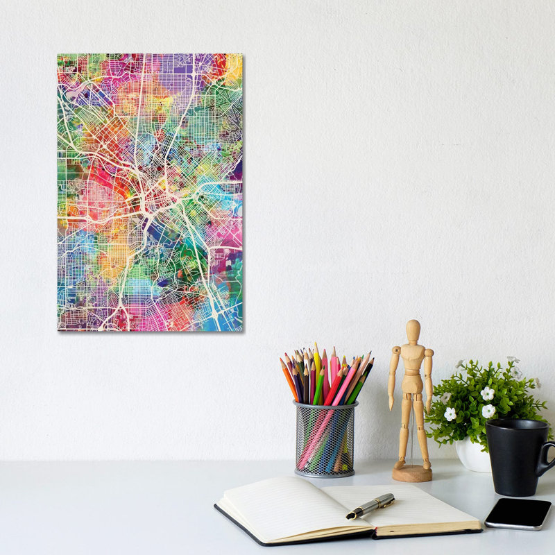 Dallas Texas City Map I by Michael Tompsett - Wrapped Canvas Gallery-Wrapped Canvas Giclée, 20.32 cm H x 30.48 cm W
