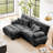 94.4"  Wide Modern L-Shaped Modular Sectional Sofa Chenille Fabric Comfy Cloud Couch Loveseat Sofa with Deep Seat and Movable Ottoman 2 Lumbar Pillows  2 Throw Pillows-482970171