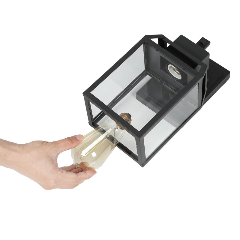 1- Light Matte Black Lantern Outdoor Wall Sconce